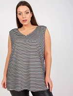 Bavlněný pruhovaný top plus size tmavě modro-bílý (7952)