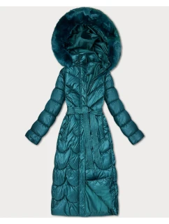 Klasický prošívaný kabát v mořské barvě s kapucí Minority (T3-2620#-56)