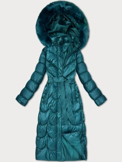 Klasický prošívaný kabát v mořské barvě s kapucí Minority (T3-2620#-56)