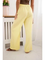 Mušelínové kalhoty se širokou nohavicí  žlutý