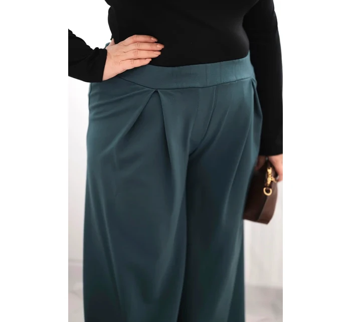 Dámské kalhoty Plus Size se širokými nohavicemi a model 21728705 mořské - K-Fashion