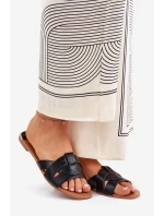 Ploché Dámské Pantofle S Proplétajícími Se Pásky Černé Selaenor Ploché Dámské Pantofle S Proplétajícími Se Pásky Černé Selaenor