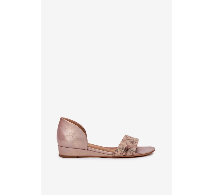 Kožené sandály model 21697441 zlaté - Maciejka Kožené sandály model 21697441 zlaté - Maciejka