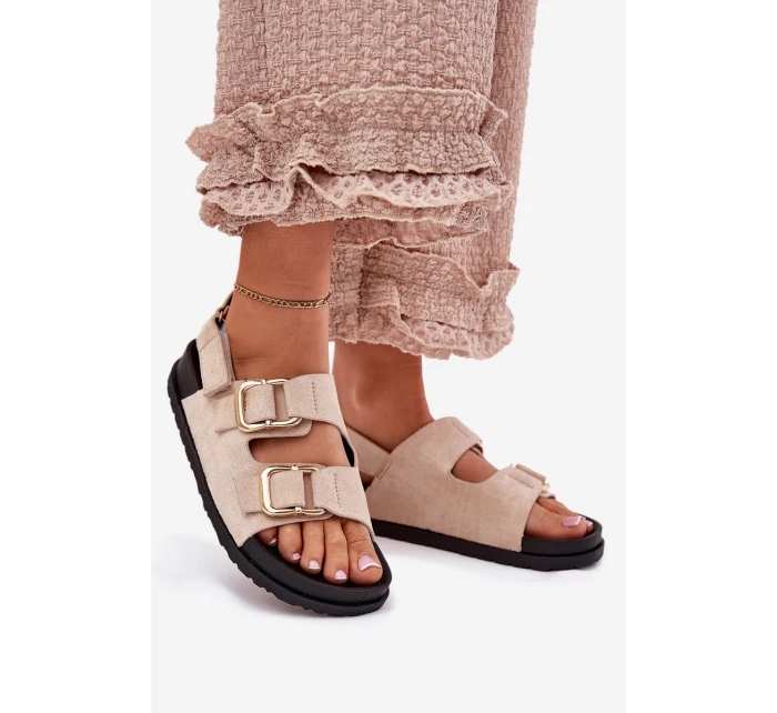Dámské sandály s přezkami světle béžové Seladith