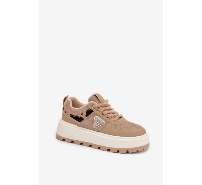 Zateplené dámské tenisky na platformě béžové Florinda Zateplené dámské tenisky na platformě béžové Florinda