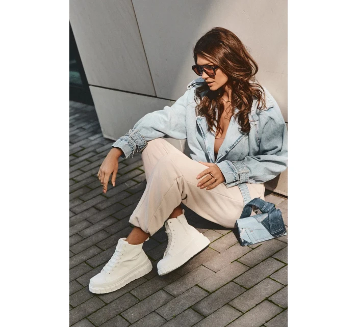 Zateplené kožené tenisky se zipem Big Star MM274624 bílé Zateplené kožené tenisky se zipem Big Star MM274624 bílé