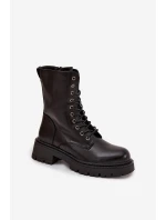 Botky workery dámské z eko kůže – černé Calesia