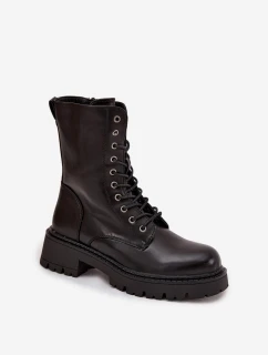 Botky workery dámské z eko kůže – černé Calesia