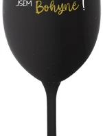 VÍNO JE NÁPOJ BOHŮ. JSEM BOHYNĚ! - černá sklenice na víno 350 ml