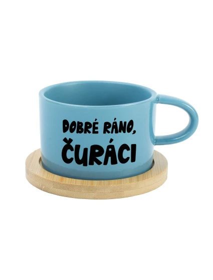 DOBRÉ RÁNO, ČURÁCI - modrý hrníček makronka 200 ml DOBRÉ RÁNO, ČURÁCI - modrý hrníček makronka 200 ml