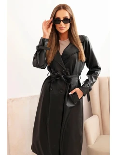 Dámský kabát z eko kůže 4467 Černá - K-Fashion