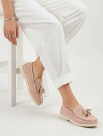 Dámské semišové mokasíny s chokery růžové FashionStreet ZY1362