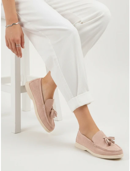 Dámské semišové růžové mokasíny FashionStreet ZY1362 Dámské semišové růžové mokasíny FashionStreet ZY1362