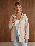 Kurtka damska oversize z kapturem beżowa model 22371855 - FashionStreet Kurtka damska oversize z kapturem beżowa model 22371855 - FashionStreet