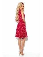 241-2 STELLA Šaty se skládaným výstřihem - kaštanové s pruhy