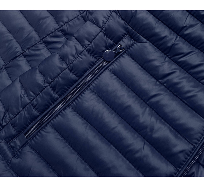 Tmavě modrá prošívaná bunda s kapucí model 16982512 - Libland