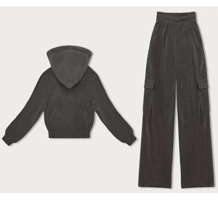 Dámský komplet v grafitové barvě - mikina a kalhoty typu cargo (AMG-322A) Dámský komplet v grafitové barvě - mikina a kalhoty typu cargo (AMG-322A)