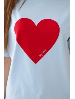 Bavlněná halenka s potiskem srdce modrý Bavlněná halenka s potiskem srdce modrý