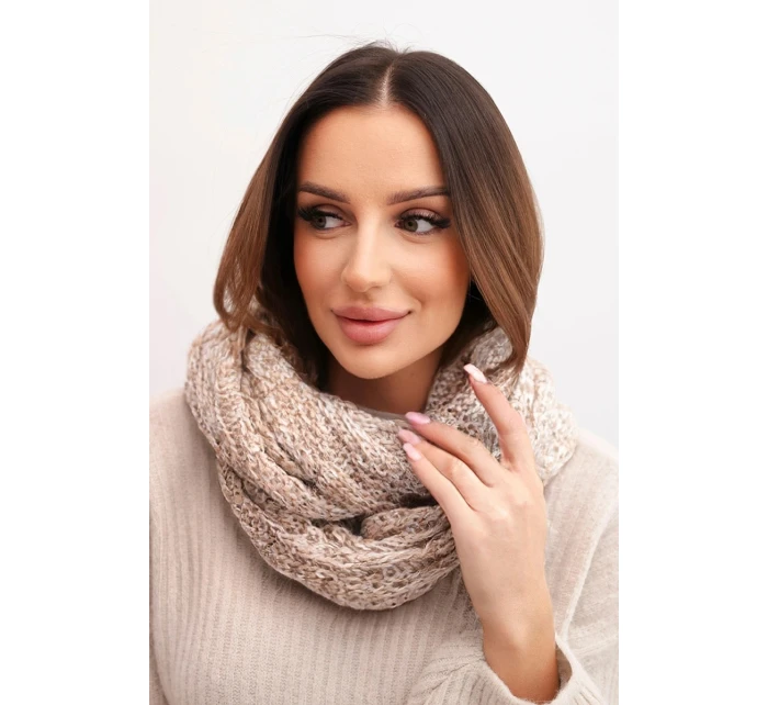 Dámský vlněný melírovaný silný šátek na zimu KN24 béžový