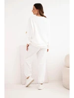 Dámský máslový komplet s volnou mikinou a kalhotami s nápisem LOVE bílý