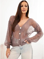 Dámský svetr ze 80 % zapínaný na knoflíky fango barva model 22358349 - K-Fashion Dámský svetr ze 80 % zapínaný na knoflíky fango barva model 22358349 - K-Fashion