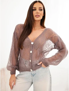 Dámský svetr ze 80 % zapínaný na knoflíky fango barva model 22358349 - K-Fashion