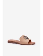 Kožené Pantofle S Dekorací Na Plochém Podpatku Béžové Lewski model 21682238 - Boto Kožené Pantofle S Dekorací Na Plochém Podpatku Béžové Lewski model 21682238 - Boto