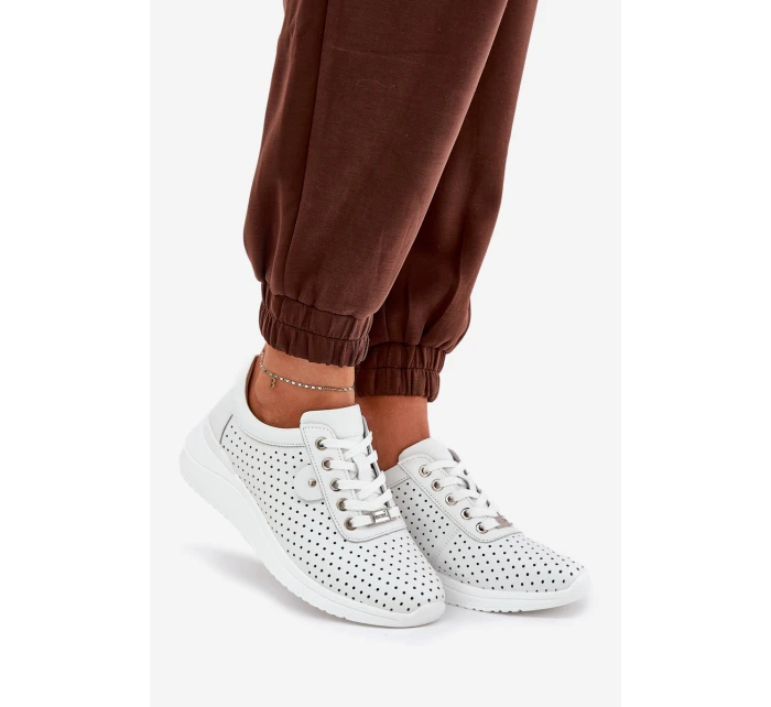 Dámské Kožené Sportovní Boty model 21686730 Bílé - VINCEZA