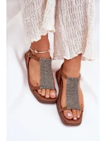Plné Elegantní Dámské Sandály S  Hnědé model 21693526 - Artiker