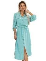 model 20998768 Midi košilka se zlatými knoflíky a vázáním MINT - numoco basic