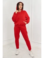 Zateplená sada mikinových + kalhot červený