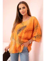 Dámská bavlněná halenka s s rukávy pomeranč model 21073243 - K-Fashion