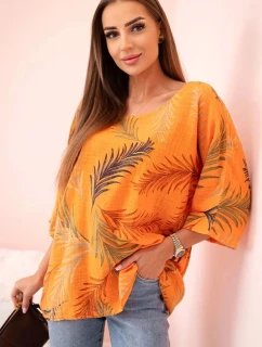Dámská bavlněná halenka s s rukávy pomeranč model 21073243 - K-Fashion