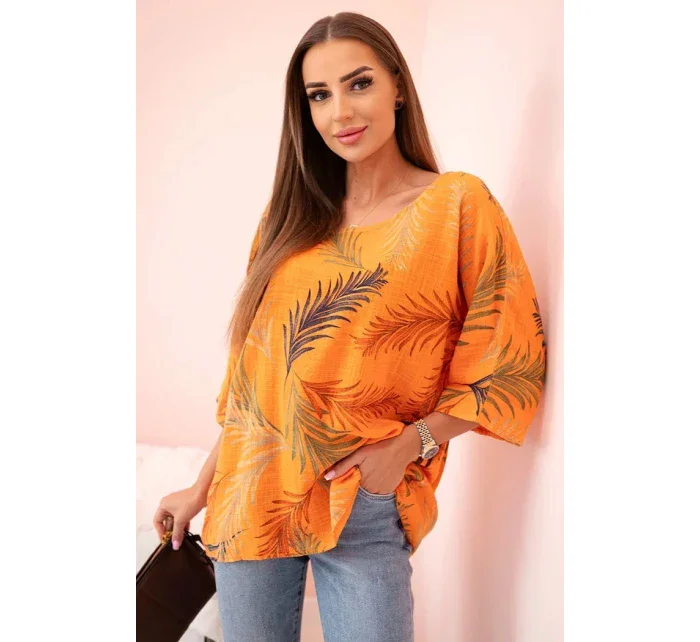 Dámská bavlněná halenka s s rukávy pomeranč model 21073243 - K-Fashion