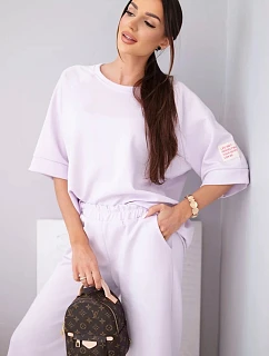 Dámský máslový komplet z viskózy mikina a široké kalhoty světle fialový