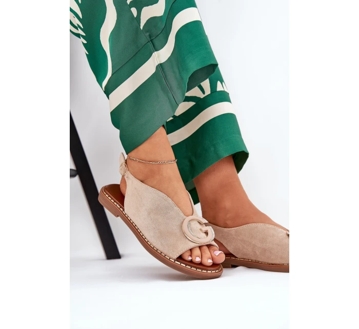 Ploché sandály s ozdobou béžové model 21685714 - Boto Ploché sandály s ozdobou béžové model 21685714 - Boto