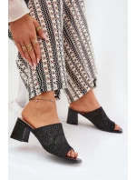 Dámské Pantofle S Pletením Na Podpatku Černé model 21689411 - Boto Dámské Pantofle S Pletením Na Podpatku Černé model 21689411 - Boto