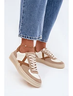 Kožené semišové dámské tenisky model 22076948 béžové - Zazoo