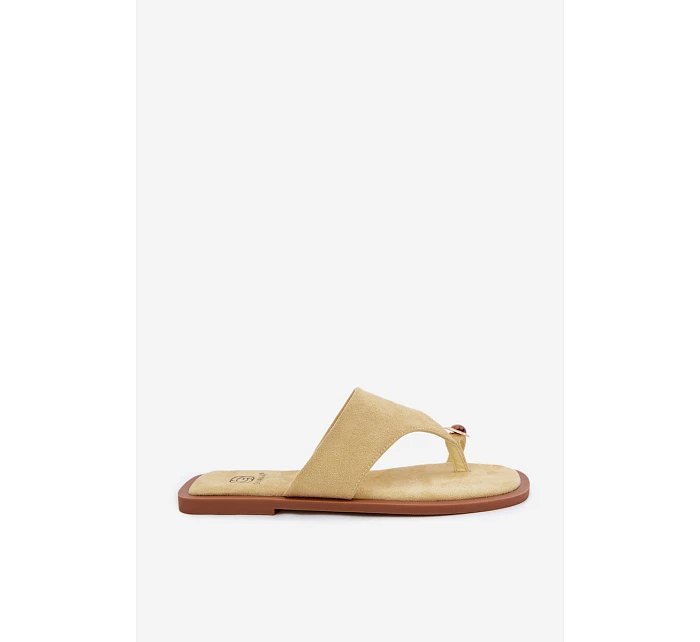 Dámské ploché žabky s ozdobným detailem Žluté Fedira