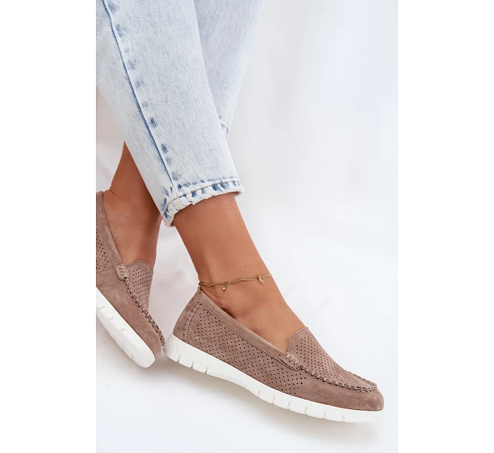 Dámské Mokasyny Vinceza Béžové z přírodního semiše