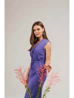 model 21154788 Šaty áčkového střihu s vázáním a výstřihem do V fialové - STYLOVE model 21154788 Šaty áčkového střihu s vázáním a výstřihem do V fialové - STYLOVE