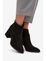 Dámské zateplené kotníkové botky z přírodního semiše na sloupku – černé Zazoo Dámské zateplené kotníkové botky z přírodního semiše na sloupku – černé Zazoo
