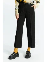 Dámské elegantní kalhoty s logem značky / Černá - Monnari