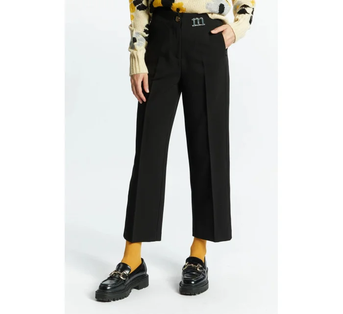Dámské elegantní kalhoty s logem značky / Černá - Monnari