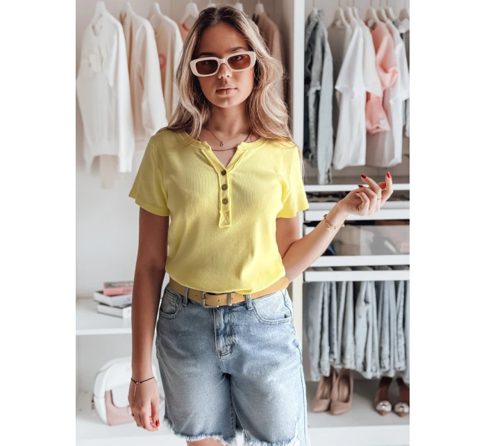 Dámská žebrovaná halenka KISS LOOK žlutá FashionStreet RY2839