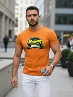 Pánské tričko s potiskem auta oranžové FashionStreet NX5015R