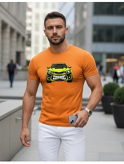 Pánské tričko s potiskem auta oranžové FashionStreet NX5015R