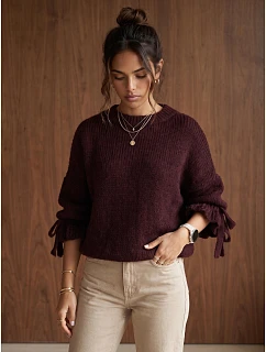 Dámský oversize svetr v barvě bordó od FashionStreet MY2569