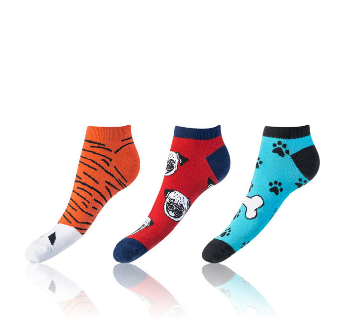 Zábavné nízké crazy ponožky unisex v setu 3 páry CRAZY IN-SHOE SOCKS 3x - BELLINDA - oranžová