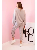 Komplet teplákové + kalhoty máslová látka tmavě béžová Komplet teplákové + kalhoty máslová látka tmavě béžová